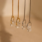 Herkimer Diamond Threader Earrings Silver 18K Gold Plated