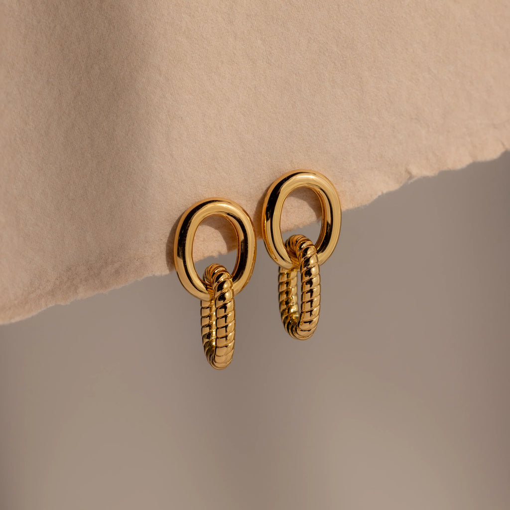 Twisted Link Earrings Silver 18K Gold Plated