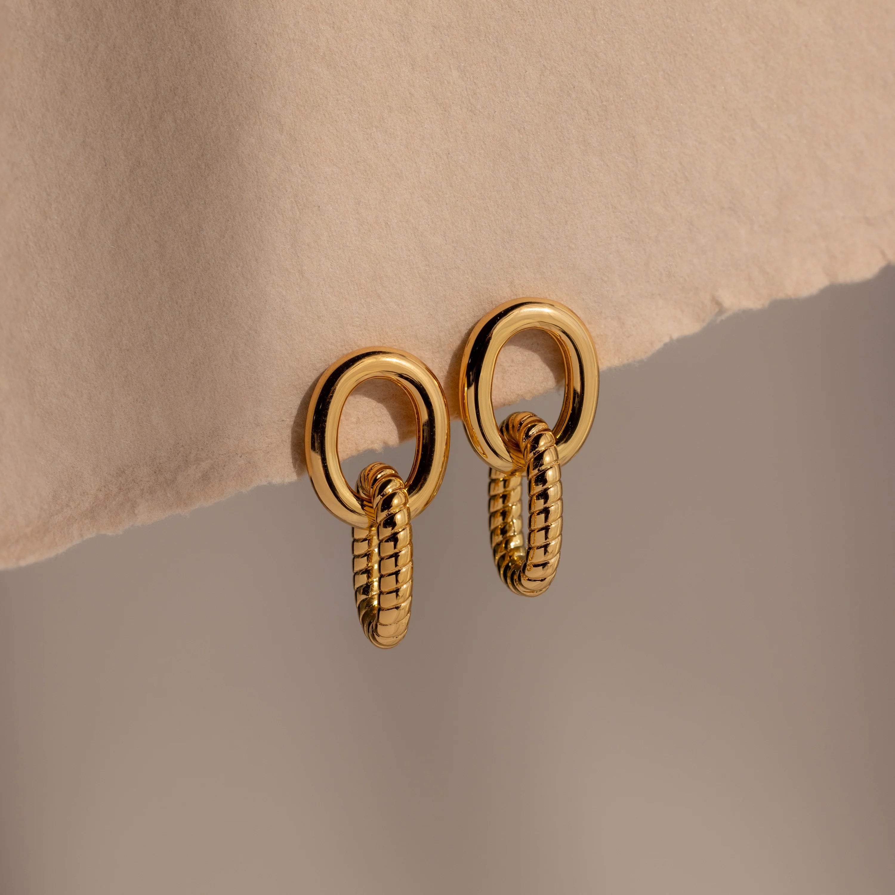 Twisted Link Earrings Silver 18K Gold Plated