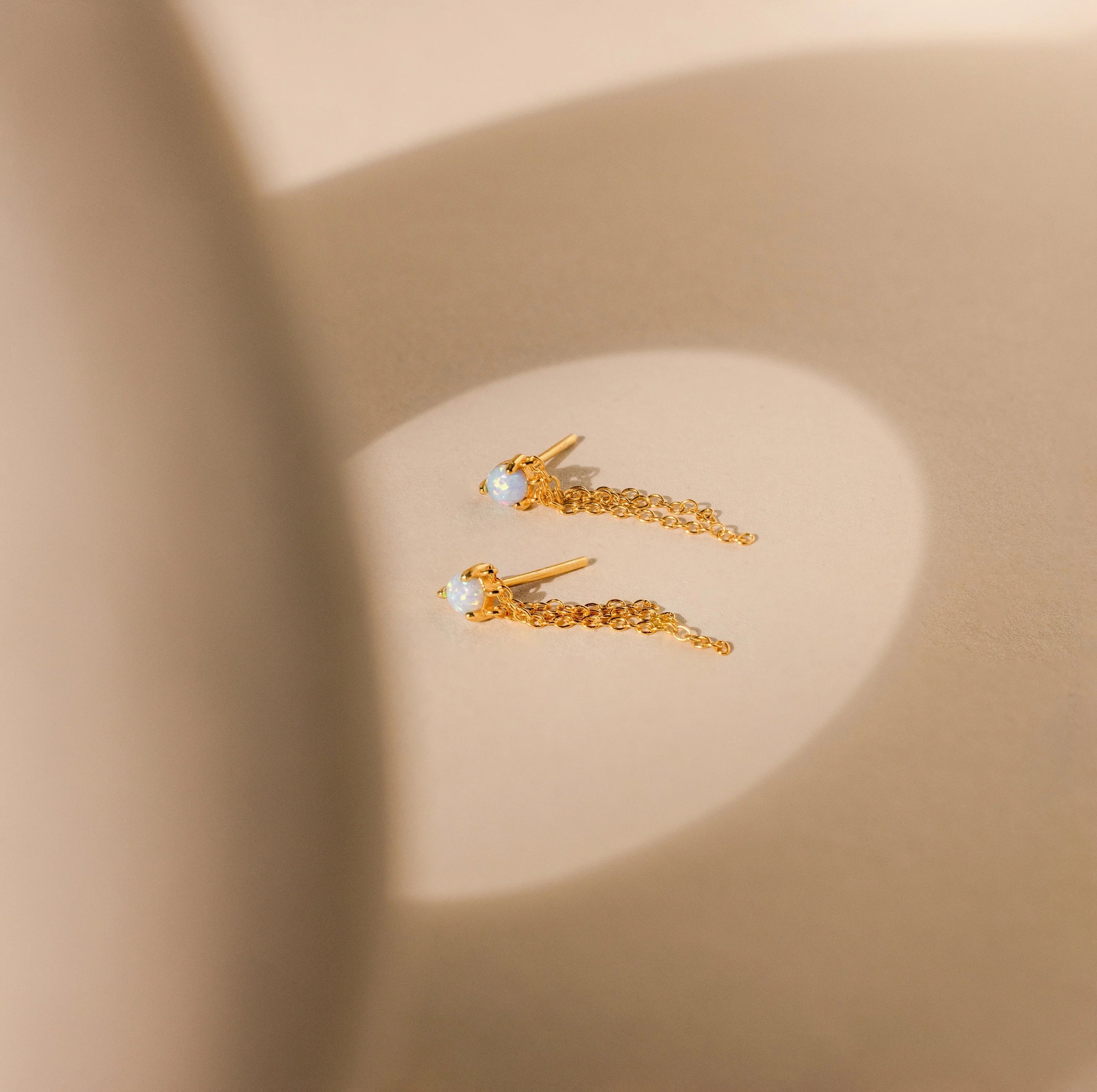 Opal Chain Earrings Silver 18K Gold Plated