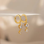 Diamond Pave Drop Huggies Silver 18K Gold Plated