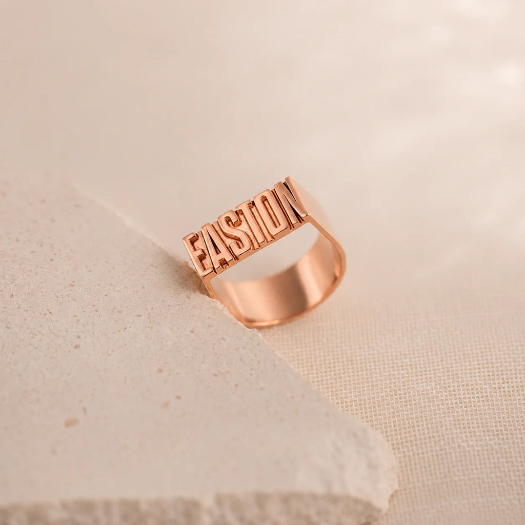 Make a Statement with Our Personalized Bold Name Ring