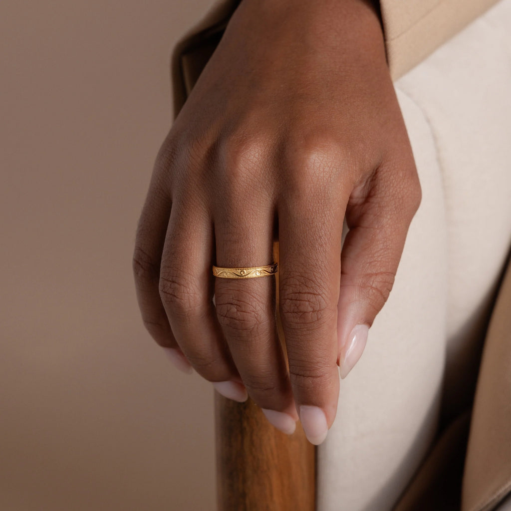 Filigree Ring Silver 18K Gold Plated