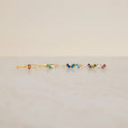 Baguette Cut Birthstone Ring Silver 18K Gold Plated