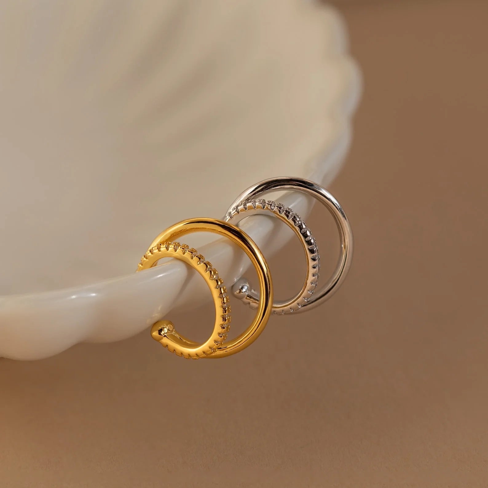 Lydia Duo Cuffs Silver 18K Gold Plated