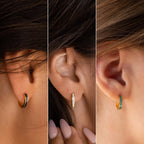 Opal Inlay Hoops Set Silver 18K Gold Plated