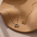 Diamond Interlocking Circle Necklace Silver 18K Gold Plated