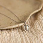 Oval Labradorite Pendant Necklace Silver 18K Gold Plated