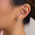Emerald Pave Snake Hoops Silver 18K Gold Plated