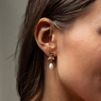Diamond Aquamarine Pearl Drop Earrings Silver 18K Gold Plated