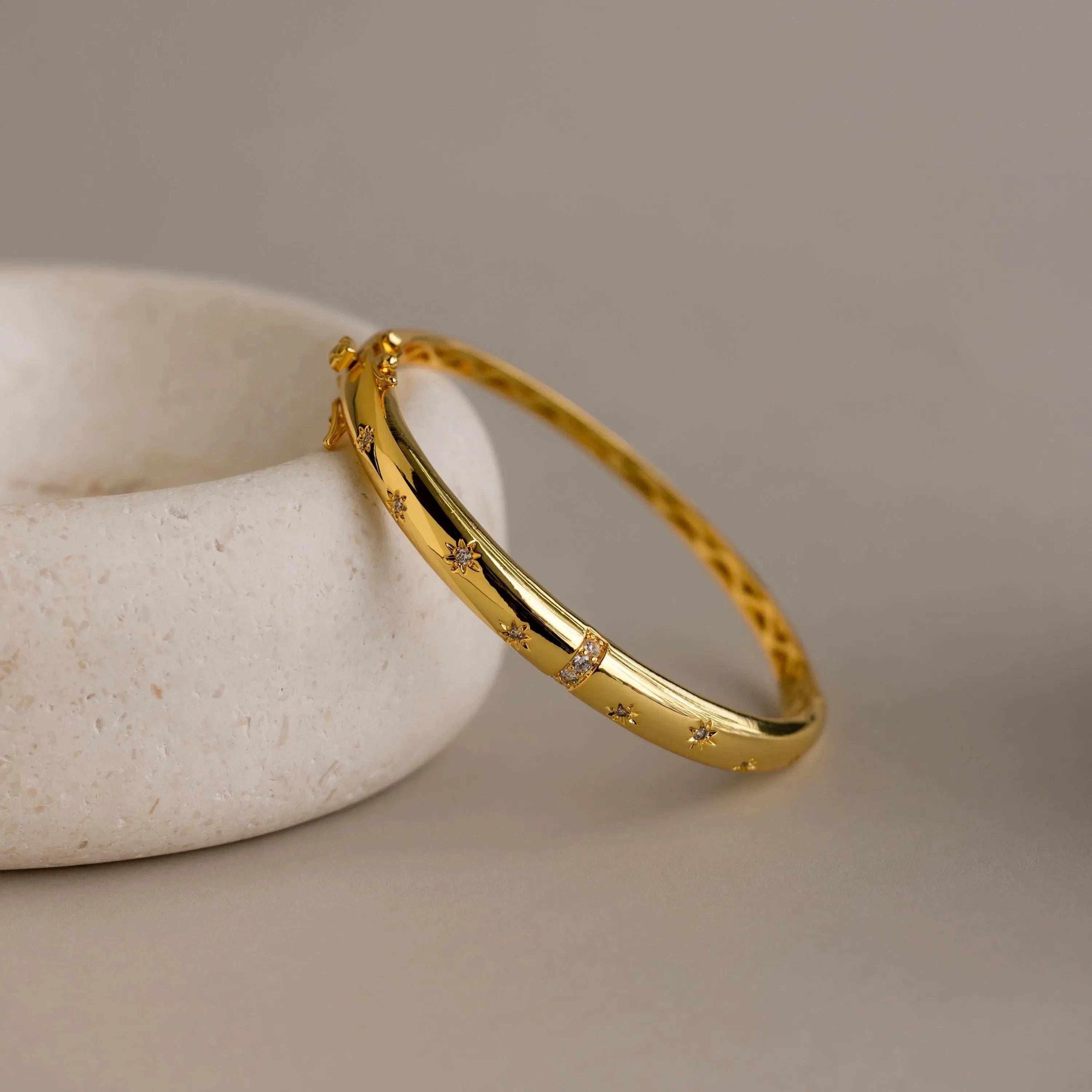 North Star Bangle Bracelet Silver 18K Gold Plated