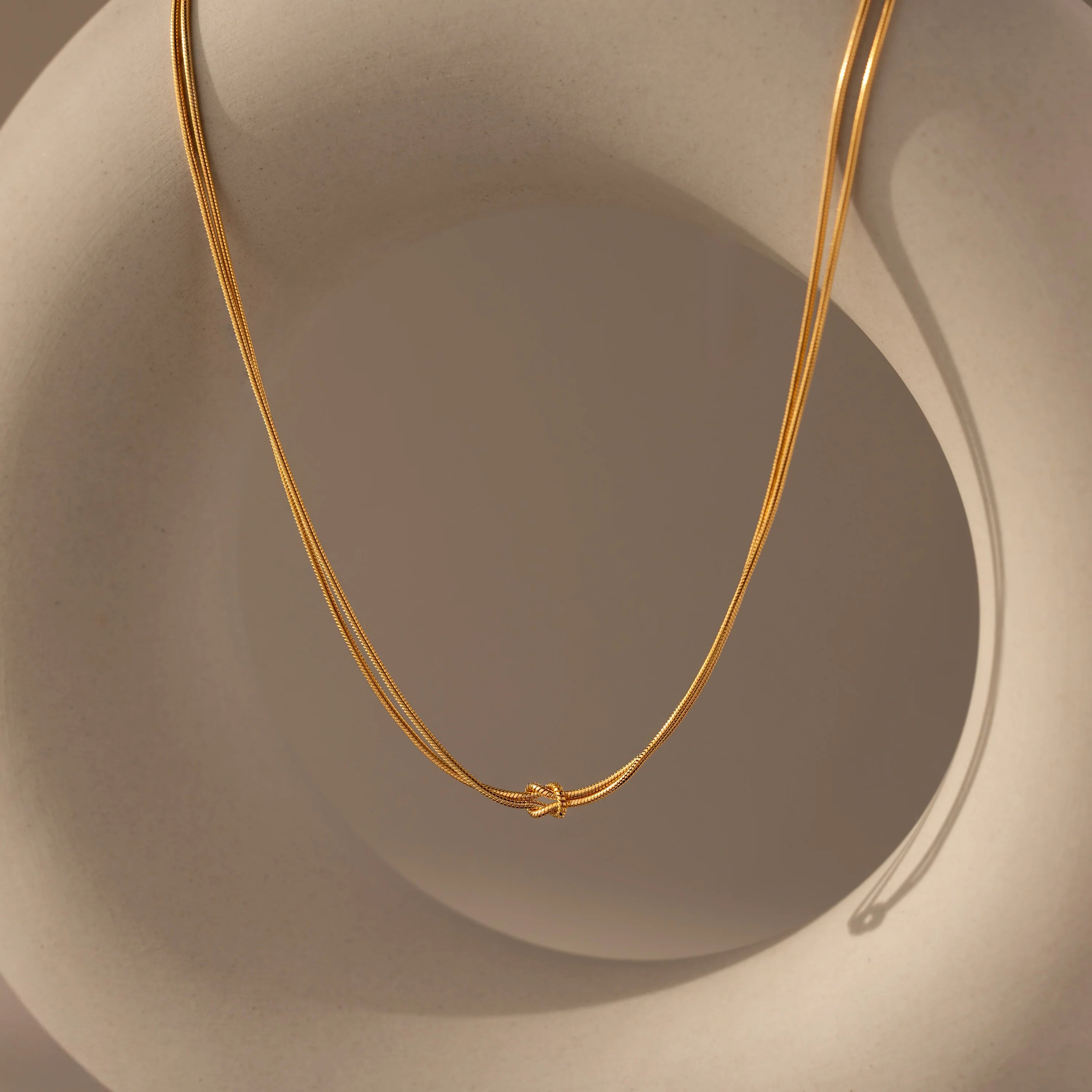 Love Knot Chain Necklace Silver 18K Gold Plated