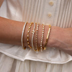 Pearl & Diamond Tennis Bracelet Silver 18K Gold Plated