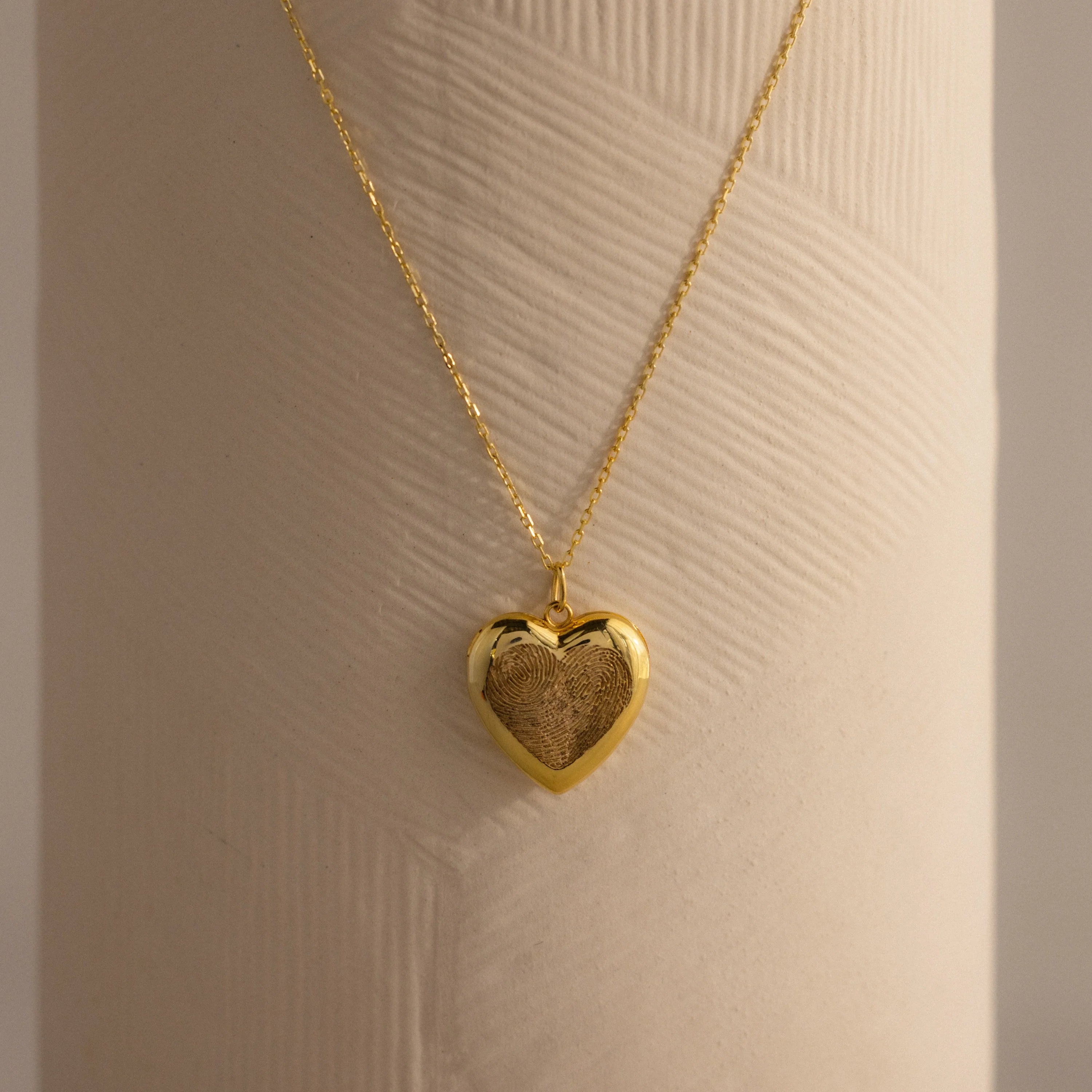 Fingerprint Heart Locket Necklace Silver 18K Gold Plated