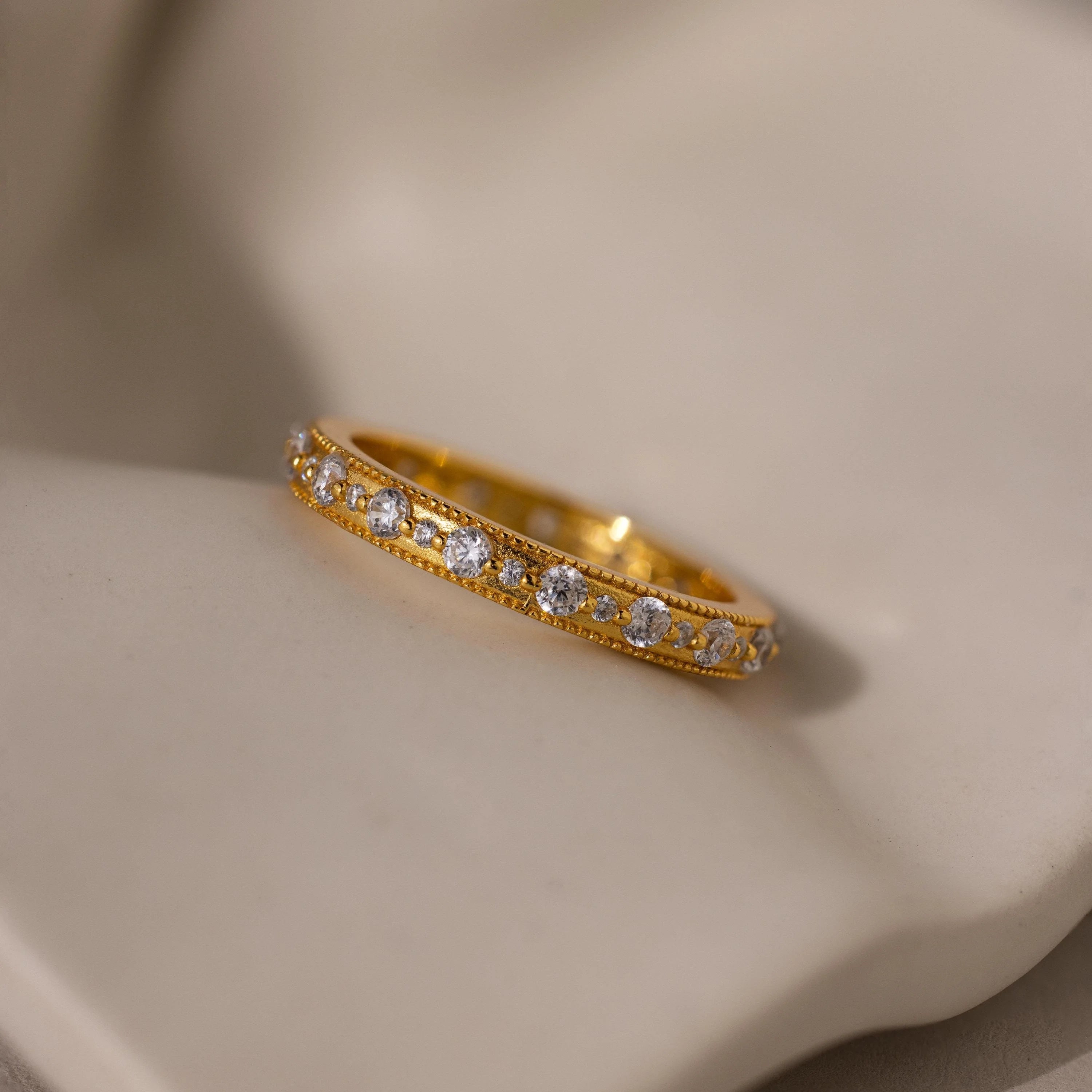 Diamond Eternity Ring Silver 18K Gold Plated