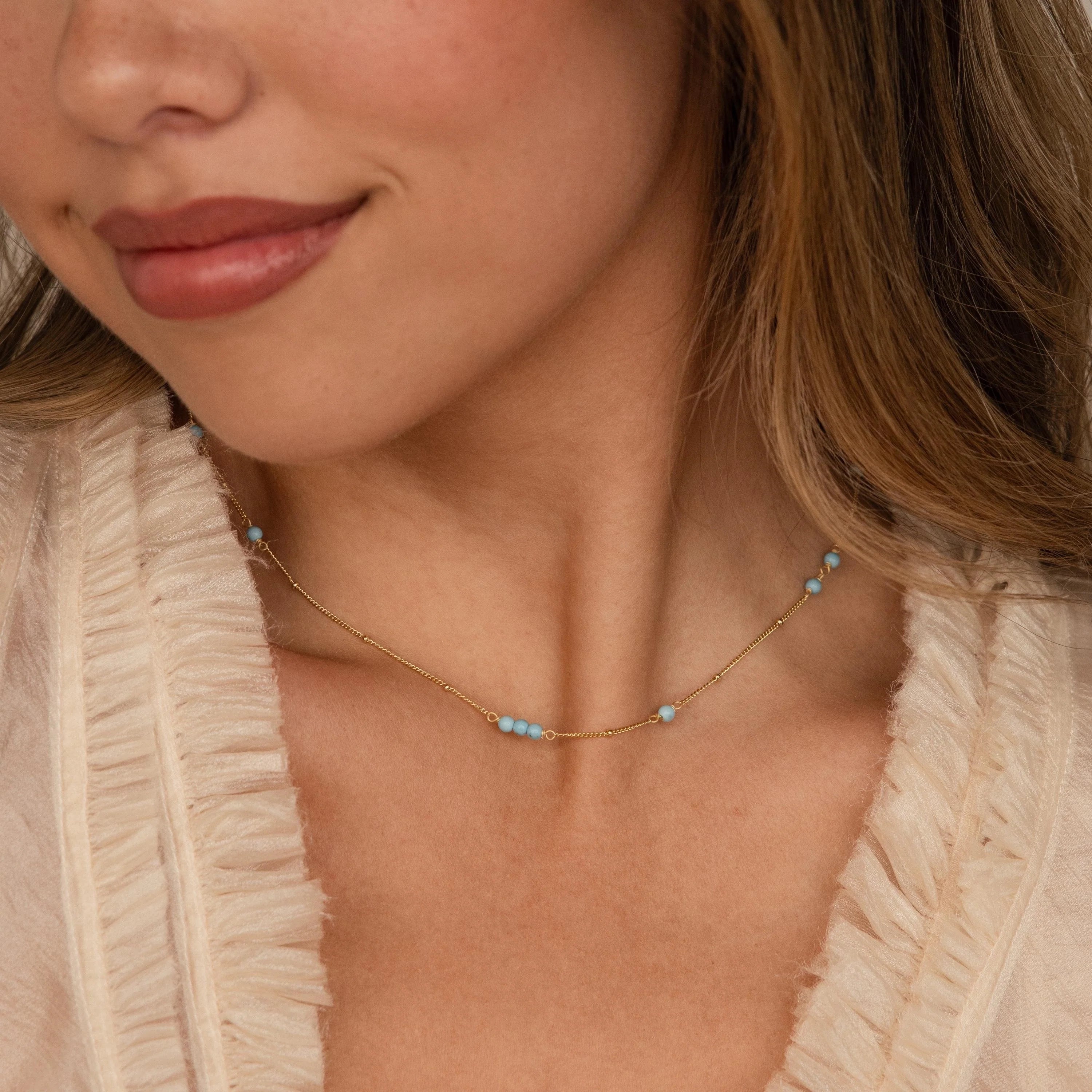 Turquoise Satellite Necklace Silver 18K Gold Plated