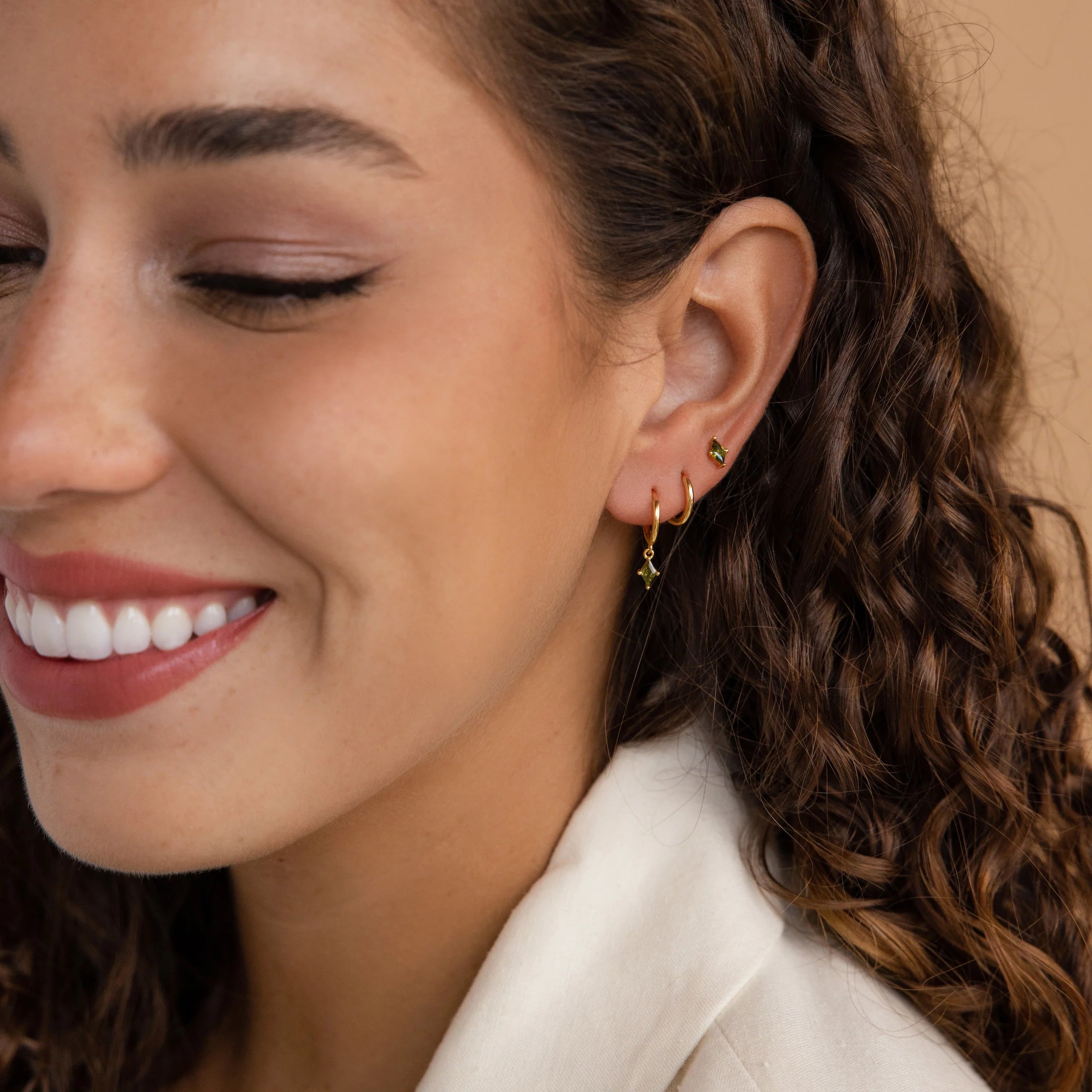 Peridot Earrings Set Silver 18K Gold Plated