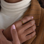 Toi et Moi Birthstone Signet Ring  Silver 18K Gold Plated
