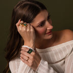 Malachite Signet Ring Silver 18K Gold Plated