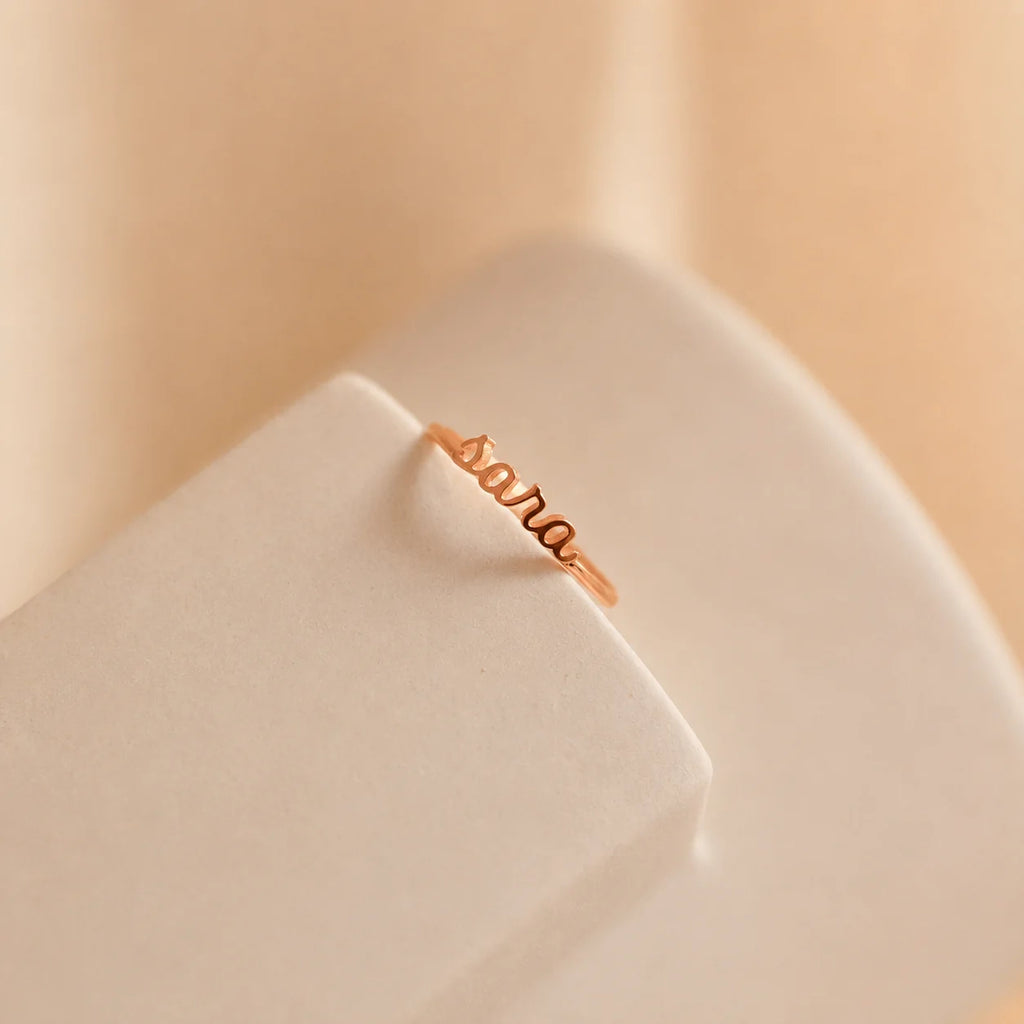 Petite Script Name Ring
