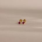 Teardrop Ruby Flatback Studs  Silver 18K Gold Plated
