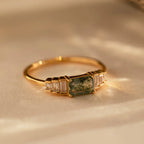 Diamond Agate Statement Ring Silver 18K Gold Plated