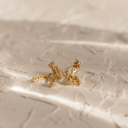 Diamond Starburst Cluster Ear Jackets Silver 18K Gold Plated