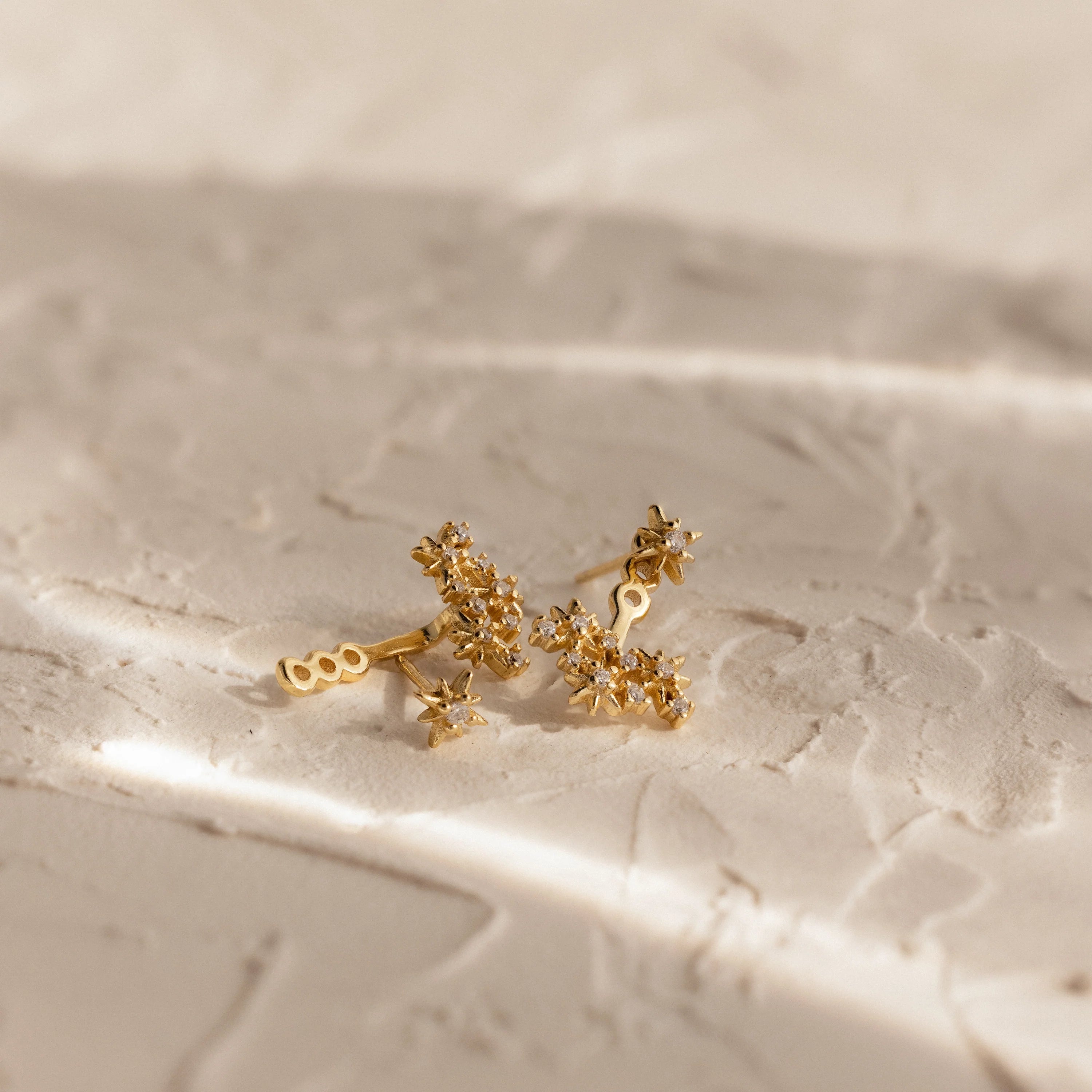 Starburst Cluster Ear Jackets Silver 18K Gold Plated