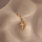 Diamond Drop Cross Charm Silver 18K Gold Plated
