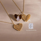 Organic Heart Locket Necklace Silver 18K Gold Plated