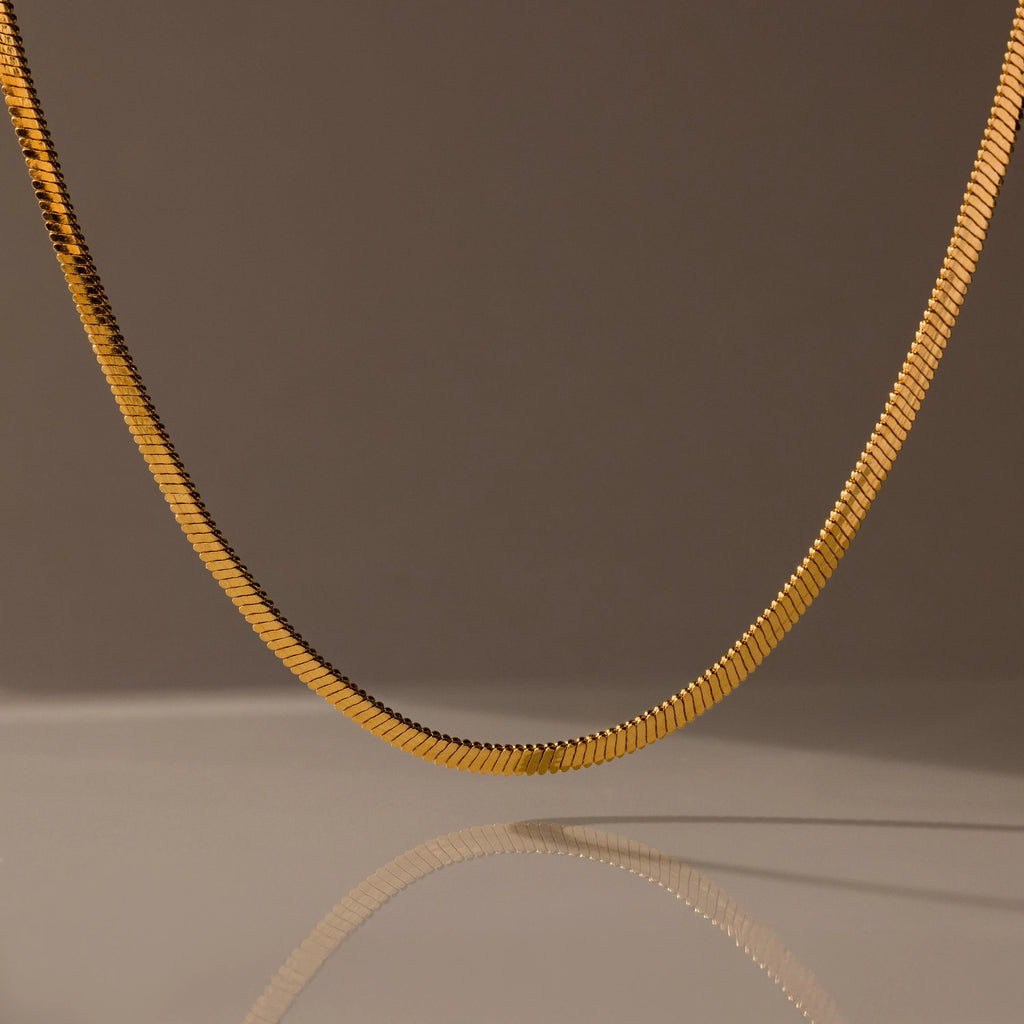 Bold Snake Chain Necklace Silver 18K Gold Plated