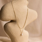 Duo Chain Pearl Necklace Silver 18K Gold Plated