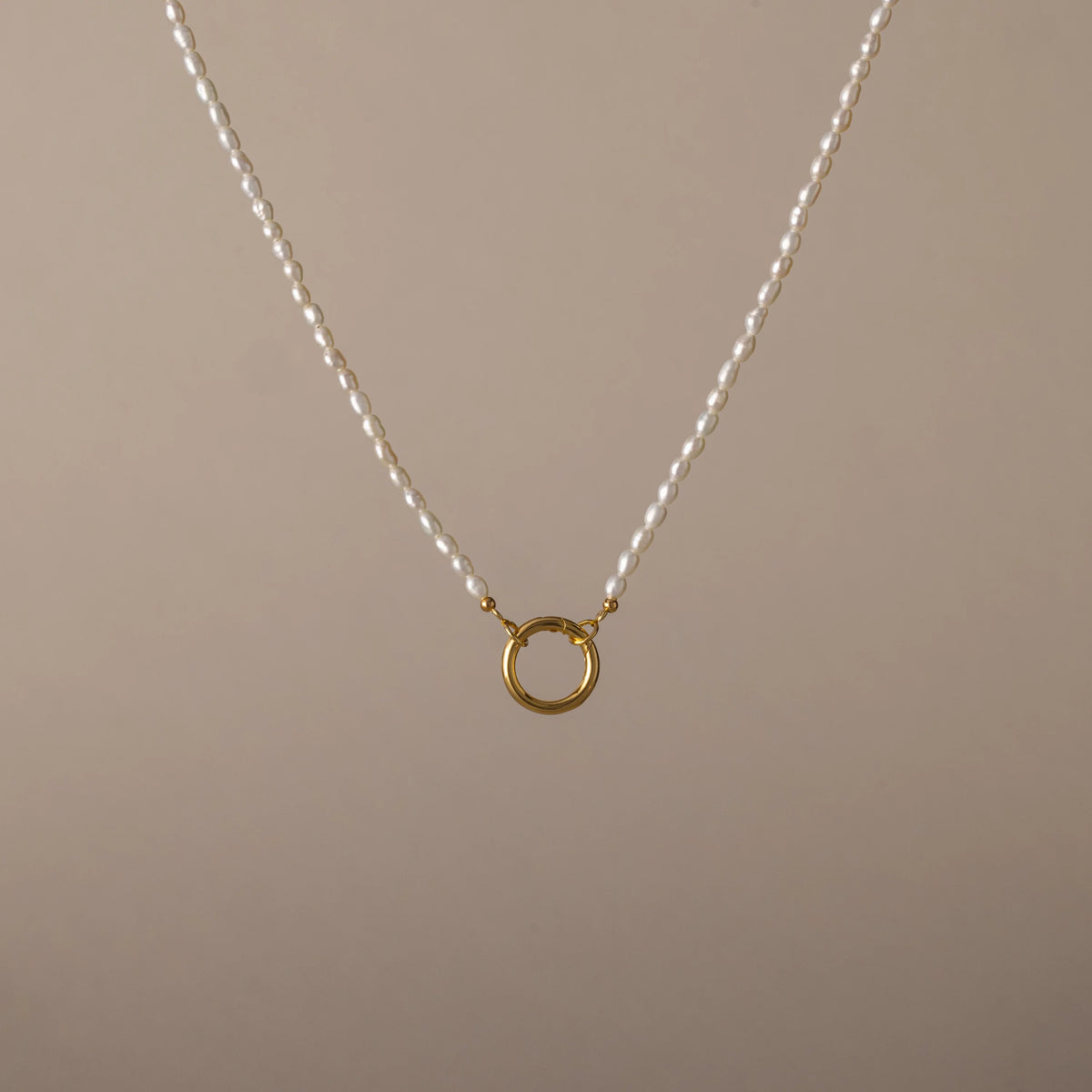 Pearl Chain Clasp Necklace Silver 18K Gold Plated
