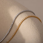 Diamond Tennis Choker Necklace Silver 18K Gold Plated