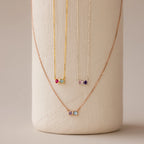 Toi et Moi Infinity Heart Birthstone Necklace Silver 18K Gold Plated