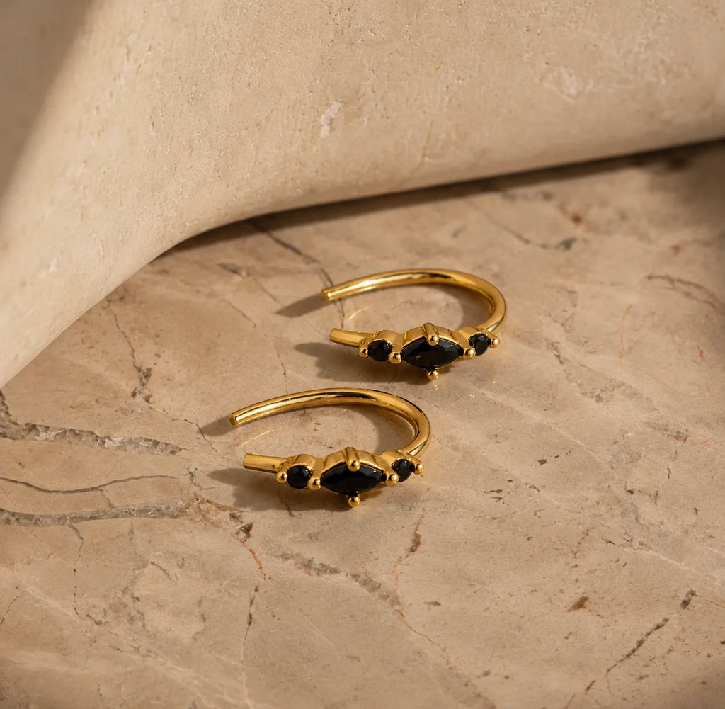 Amaya Black Diamond Threader Earrings