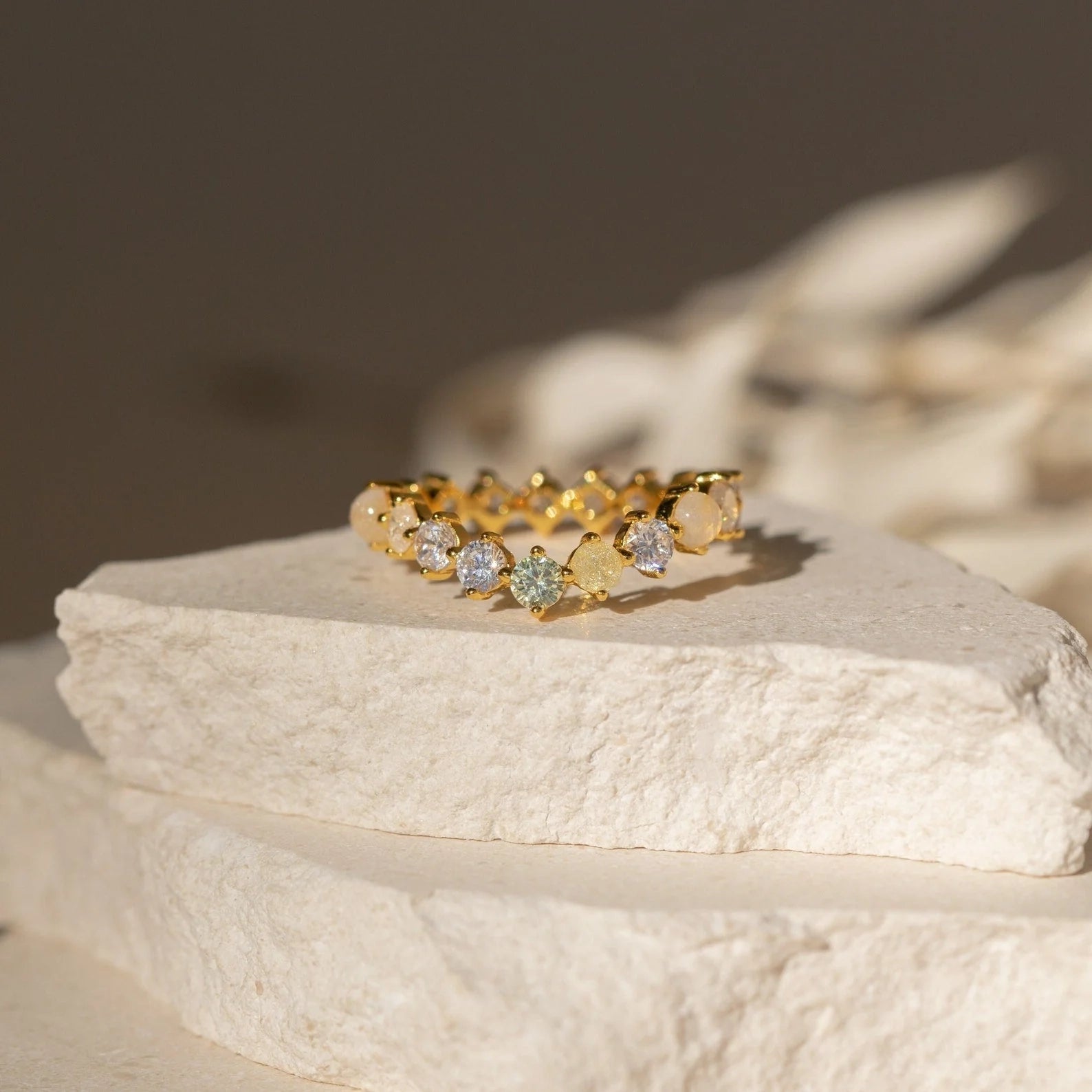 Mosaic Moonstone Diamond Eternity Band