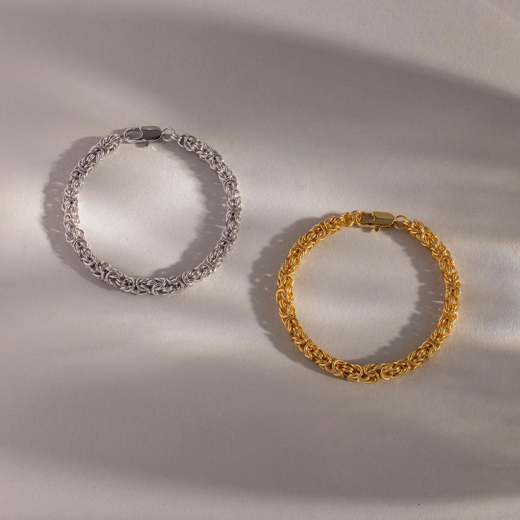 Bold Byzantine Bracelet Silver 18K Gold Plated