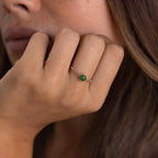 Round Jade Ring Silver 18K Gold Plated