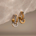 Mixed Metal Circle Hoops Silver 18K Gold Plated
