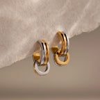 Mixed Metal Circle Hoops Silver 18K Gold Plated