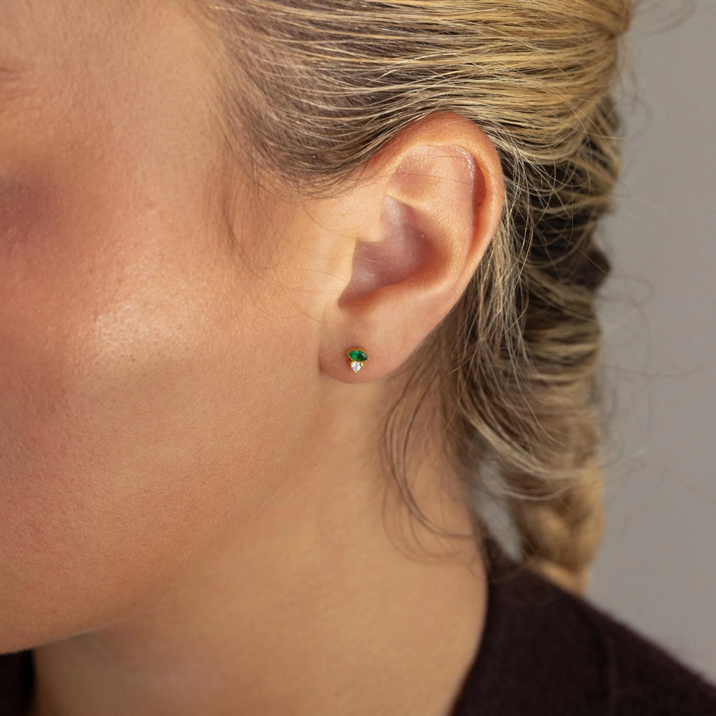 Diamond Marquise Birthstone Studs Silver 18K Gold Plated