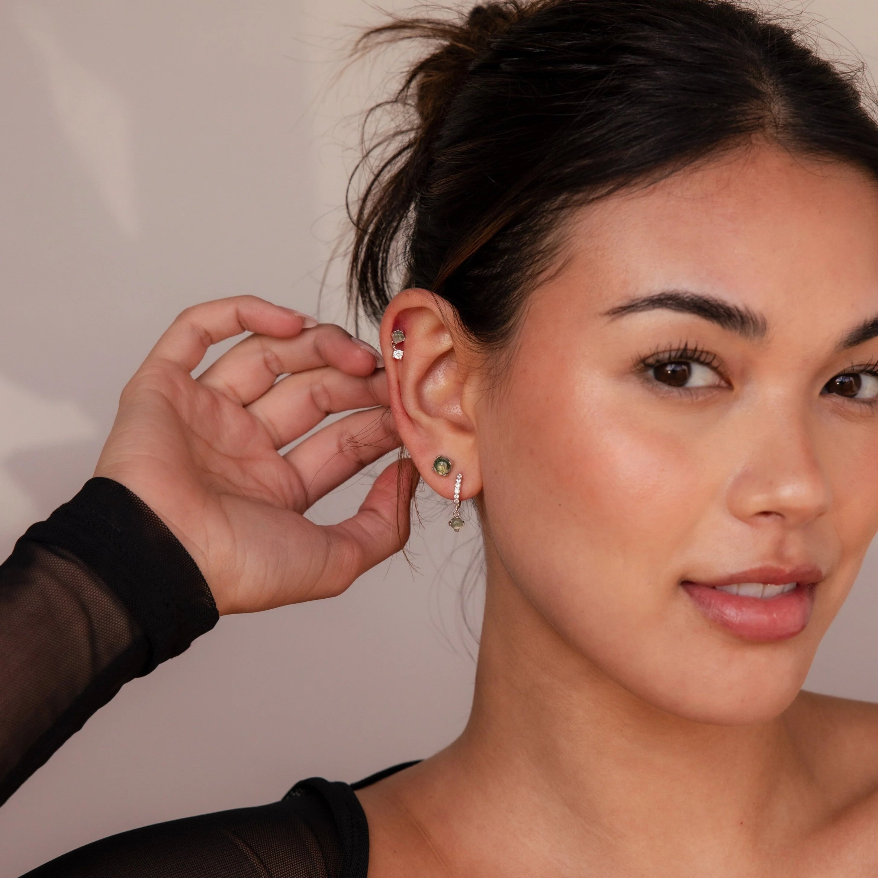 Agate Earrings Set Silver 18K Gold Plated