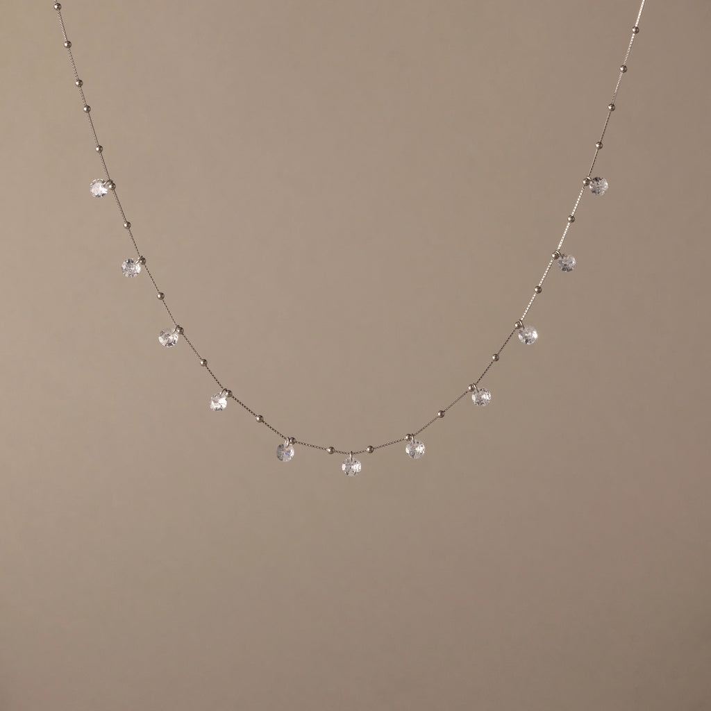 Satellite Diamond Necklace Silver 18K Gold Plated