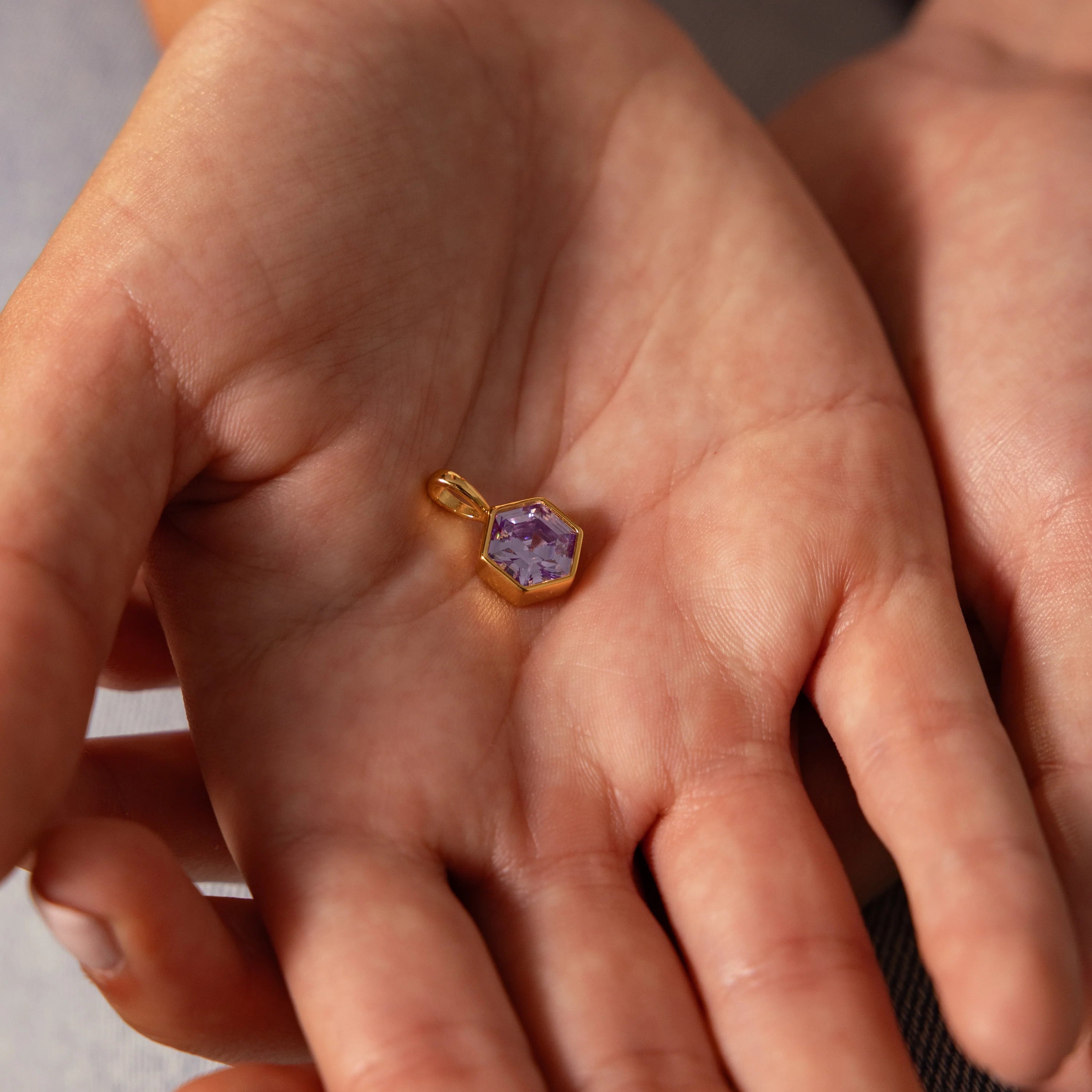 Hexagon Alexandrite Charm Silver 18K Gold Plated