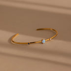 Opal & Diamond Cuff Bracelet Silver 18K Gold Plated