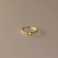 Dainty Ribbed Diamond Ring Silver 18K Gold Plated