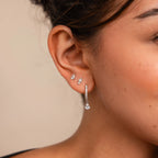 Diamond Drop Earrings Set Silver 18K Gold Plated