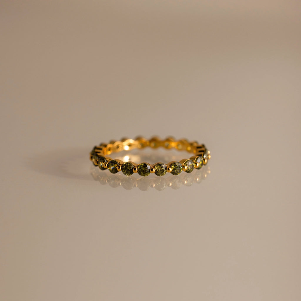Lace Eternity Birthstone Ring Silver 18K Gold Plated