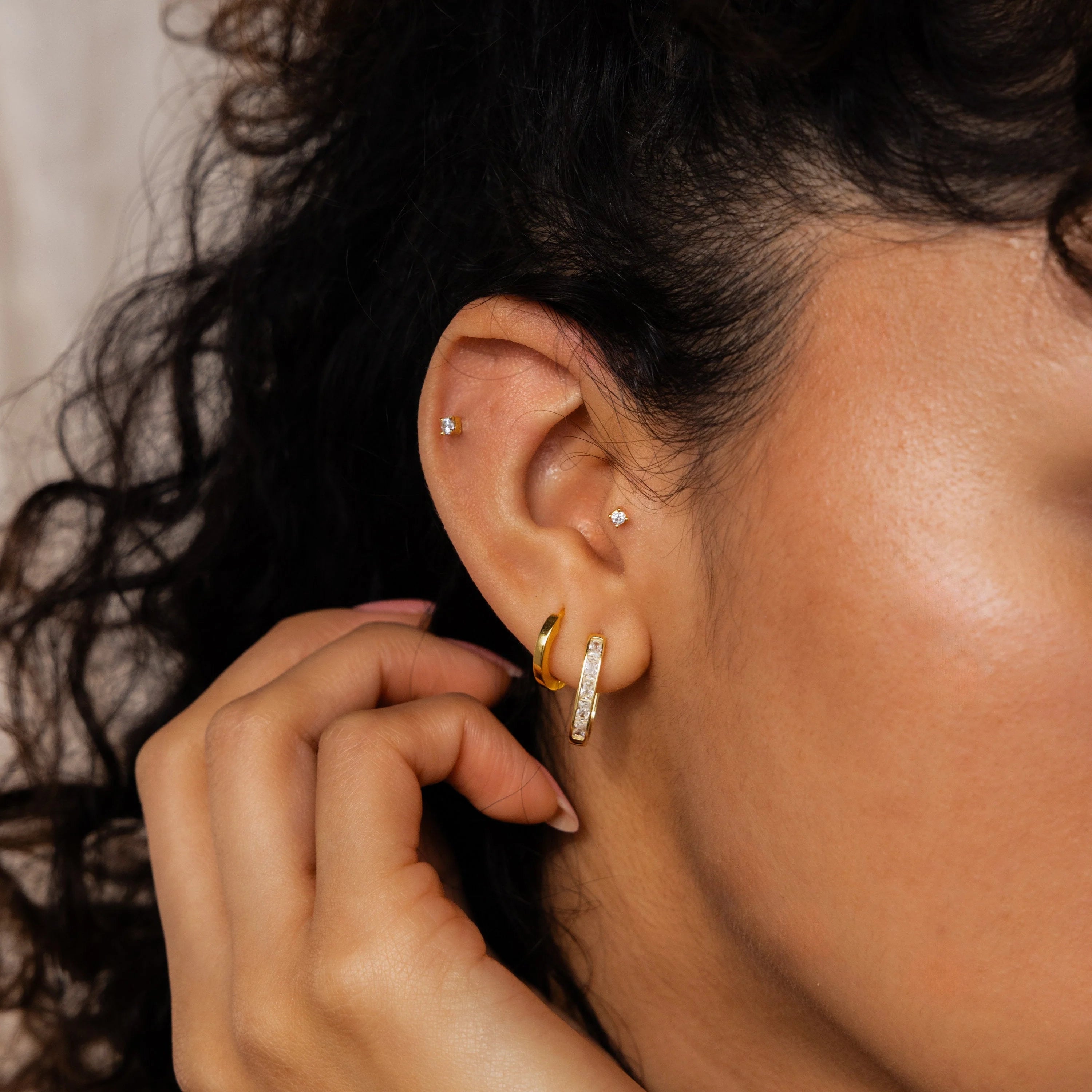Baguette Link Hoop Earrings